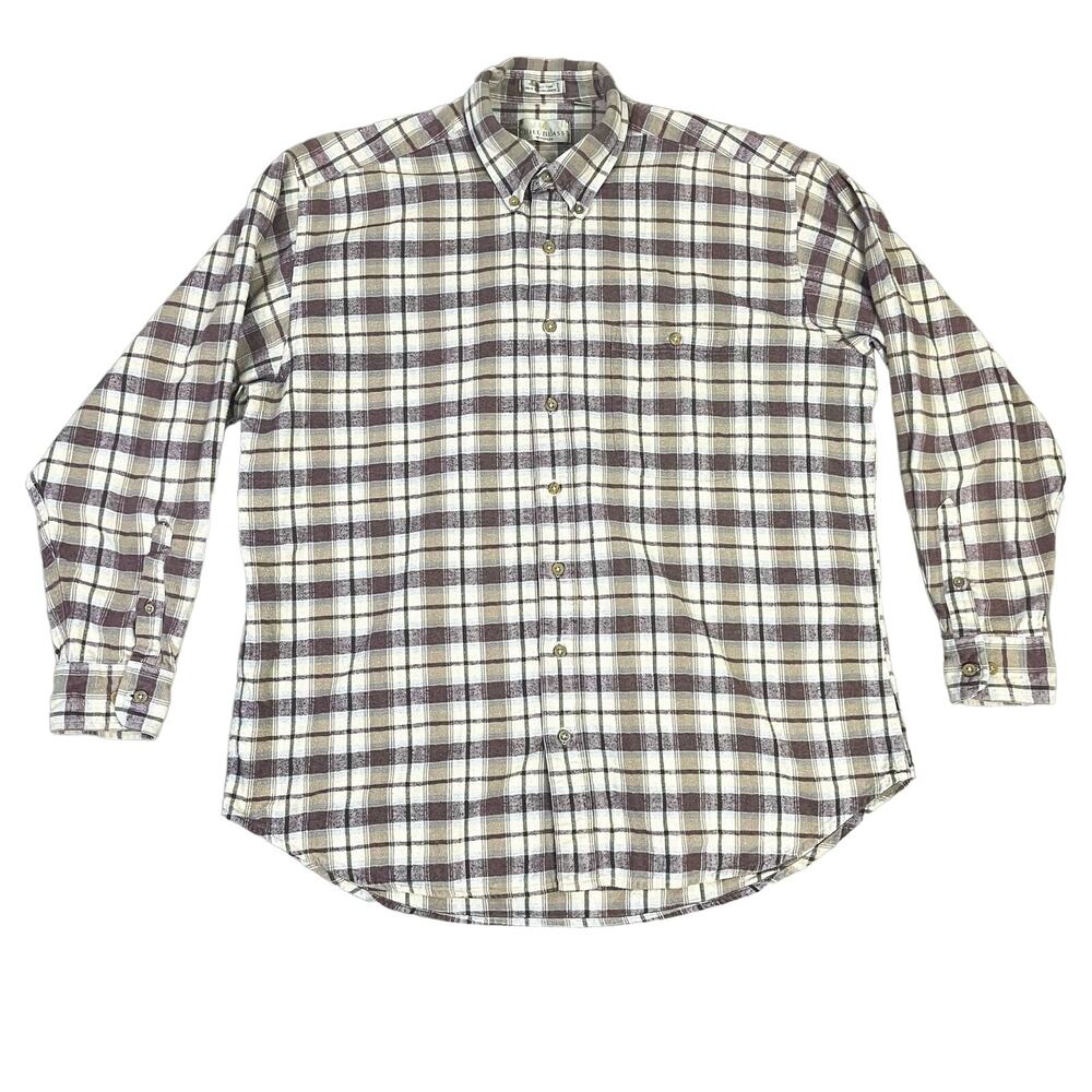 Bill Blass 100% Cotton Plaid Button Up Long Sleeve Flannel US Men's XLT